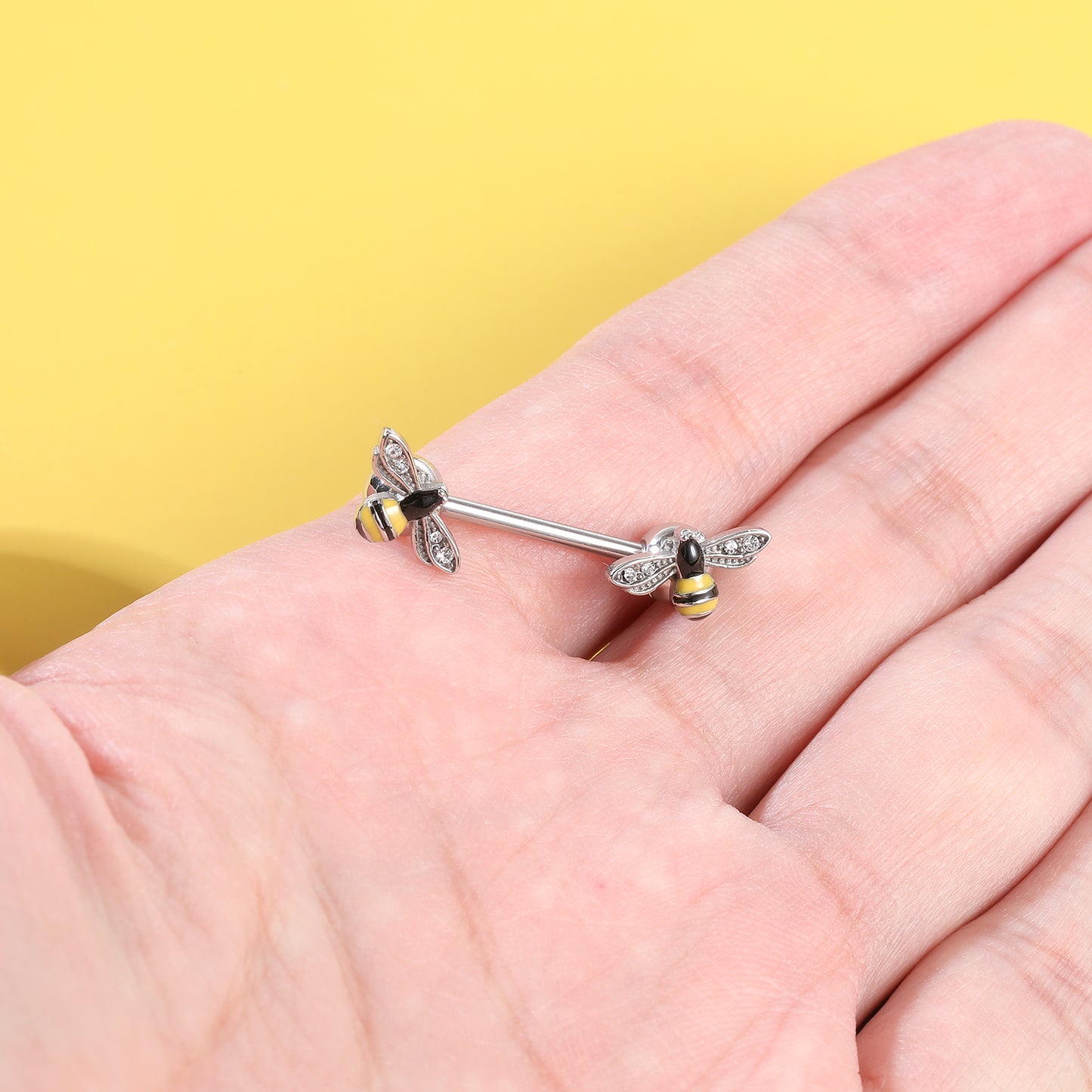 2pcs 14G Bee Nipple Barbell Ring Cute Nipple Piercing