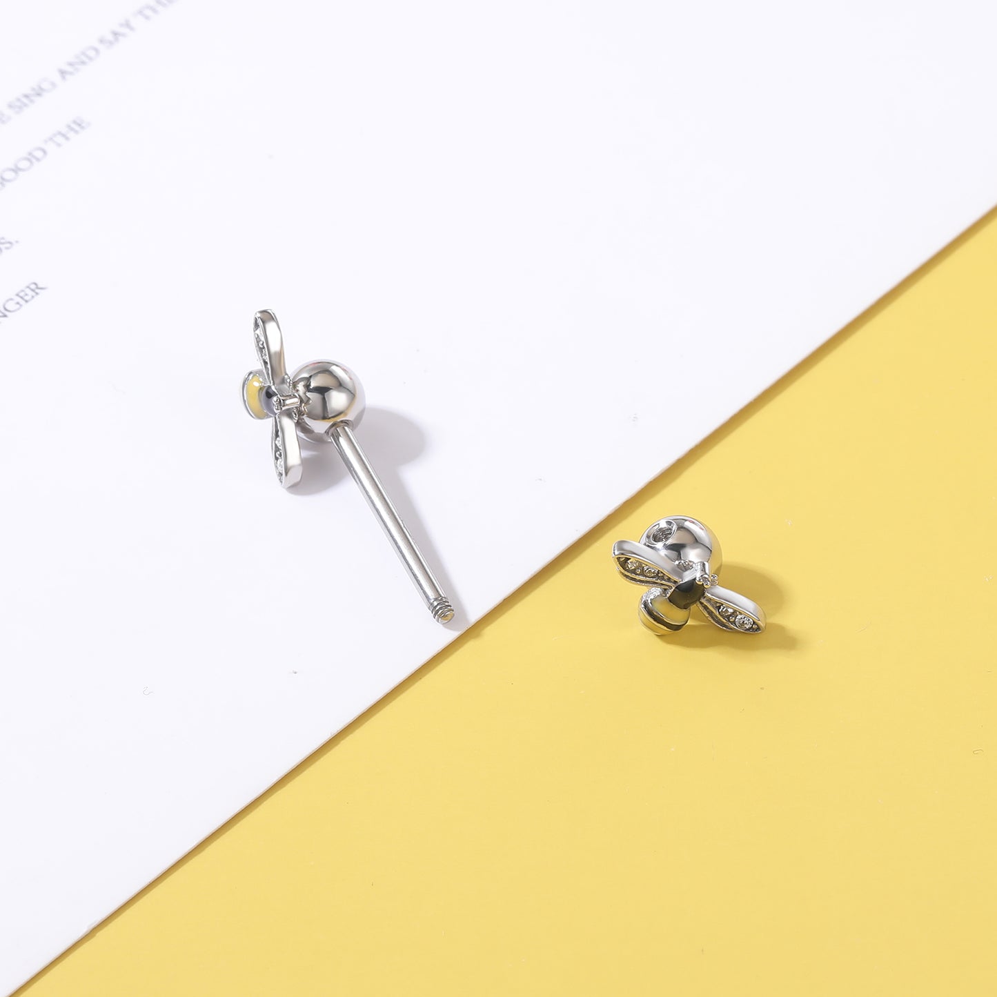 2pcs 14G Bee Nipple Barbell Ring Cute Nipple Piercing