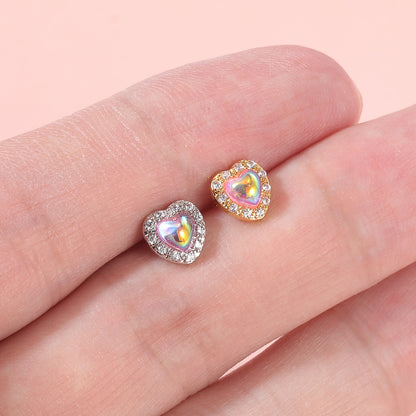 16G Pink Opal Stud Earring Gold Plated Ear Stud Jewelry