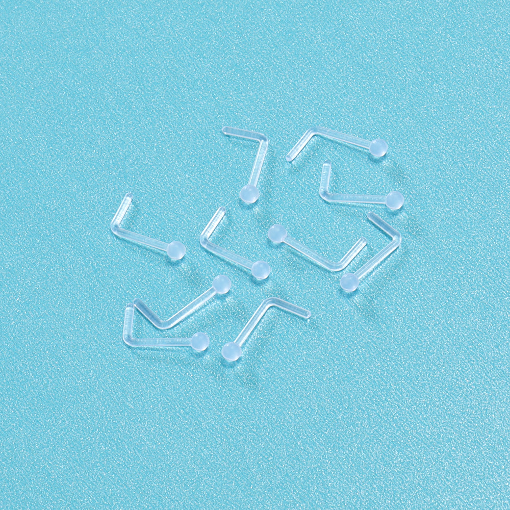 10-Pcs-Set-Acrylic-Nose-Piercing-L-Shaped-Clear-Nose-Studs-Economic-Set