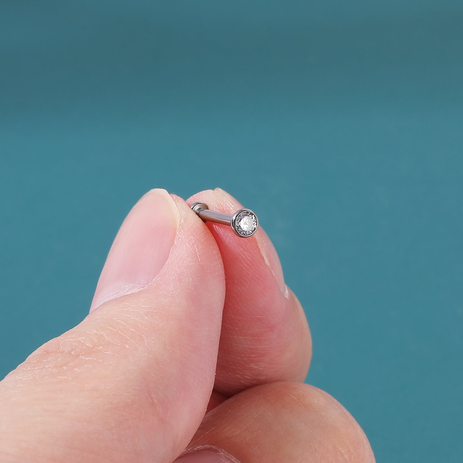 16G Push in G23 Titanium Labret Rings Simple Zirconia Tragus Helix Conch  Piercing