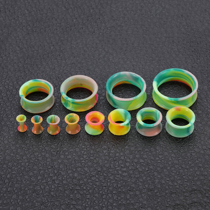 3-25mm-Thin-Silicone-Flexible-Green-Yellow-Red-Ear-plug-Double-Flared-Expander-Ear-Gauges