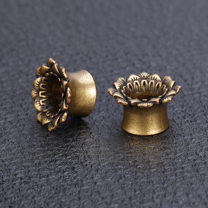 1-Pair-8-16mm-Golden-Flower-Ear-Expander-Vintage-Expander-Ear-Gauges-Piercings