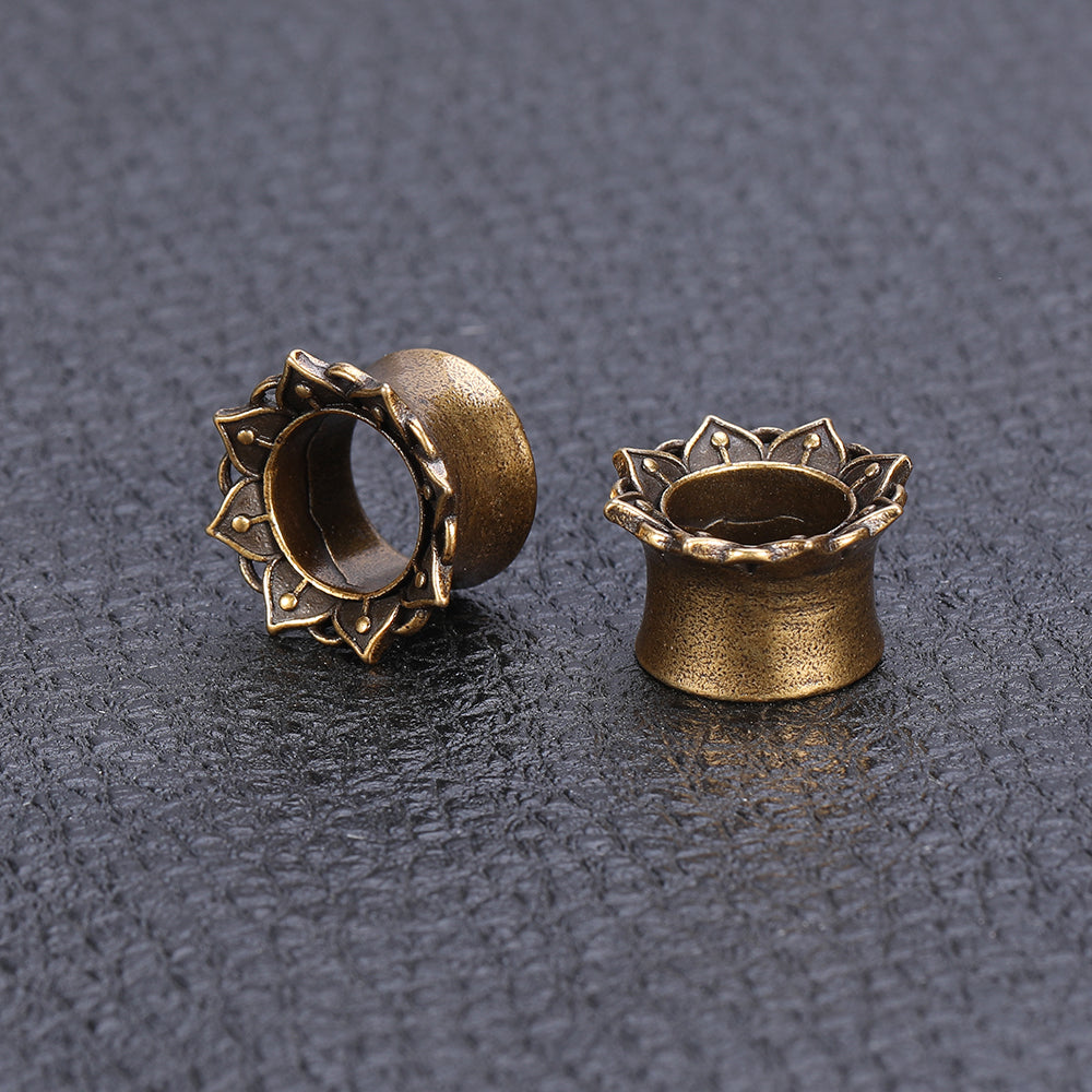 1-Pair-8-16mm-Golden-Flower-Ear-Plug-Tunnel-Vintage-Expander-Ear-Gauges-Piercings