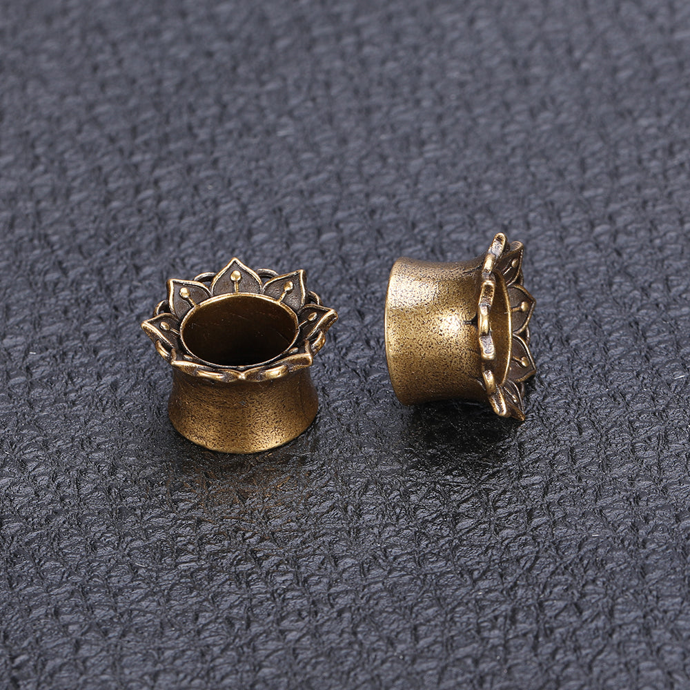 1-Pair-8-16mm-Golden-Flower-Ear-Plug-Tunnel-Vintage-Expander-Ear-Gauges-Piercings