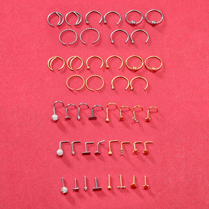 44-Pcs-Set-Stainless-Steel-Nose-Rings-Crystal-Nose-Bone-L-Shaped-Nose-Screws-Economic-Set