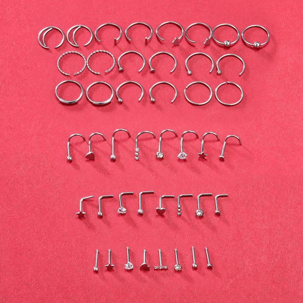 44-Pcs-Set-Silver-Nose-Rings-Piercing-Nose-Bone-L-Shaped-Nose-Screws-Stud-Economic-Set