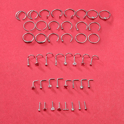 44-Pcs-Set-Silver-Nose-Rings-Piercing-Nose-Bone-L-Shaped-Nose-Screws-Stud-Economic-Set