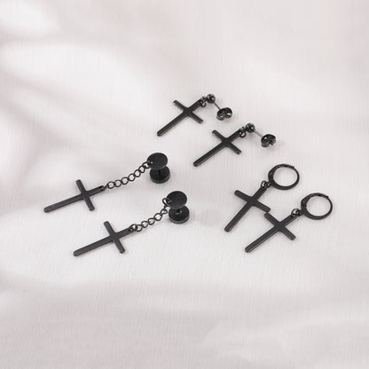 6pcs-set-cross-dangle-stud-earring-silver-black-ear-stud-economic-set