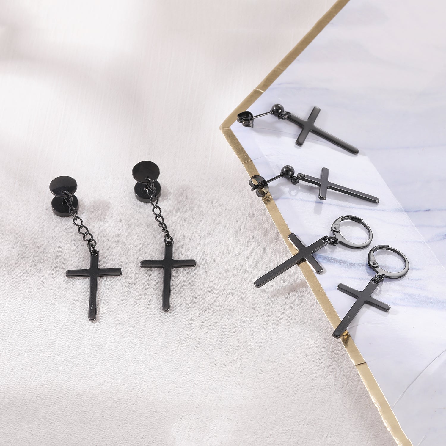 Mens Cross Earrings | Cross Earrings Men | Diamond Earrings | Dangle E –  Minx London