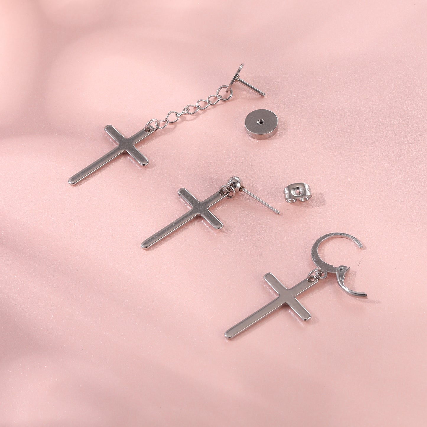 6pcs-set-cross-dangle-stud-earring-silver-black-ear-stud-economic-set