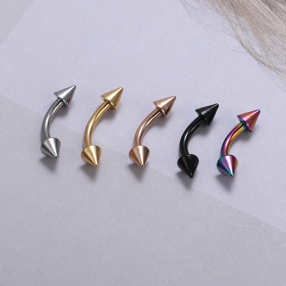 16g Eyebrow Ring Piercing Spike Barbell Curved Rook Helix Daith Piercing