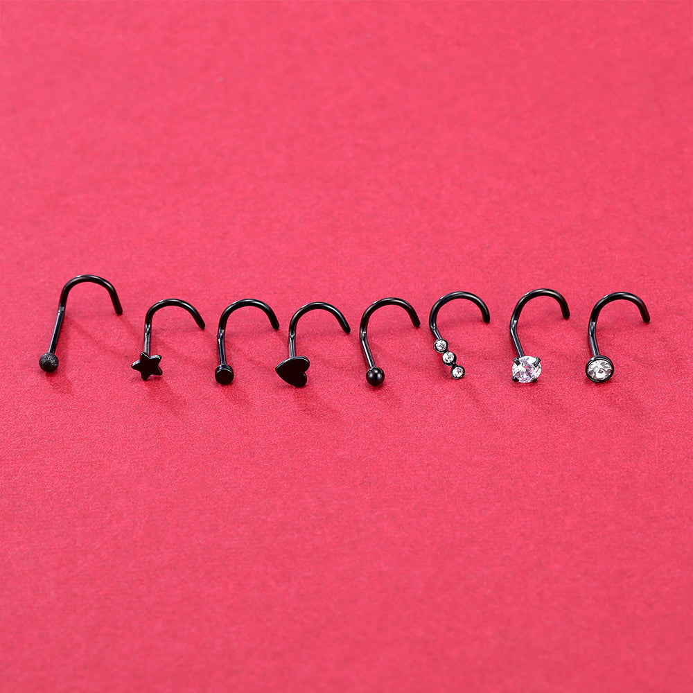 44-Pcs-Set-Black-Nose-Rings-Piercing-Nose-Bone-L-Shaped-Nose-Screws-Stud-Economic-Set