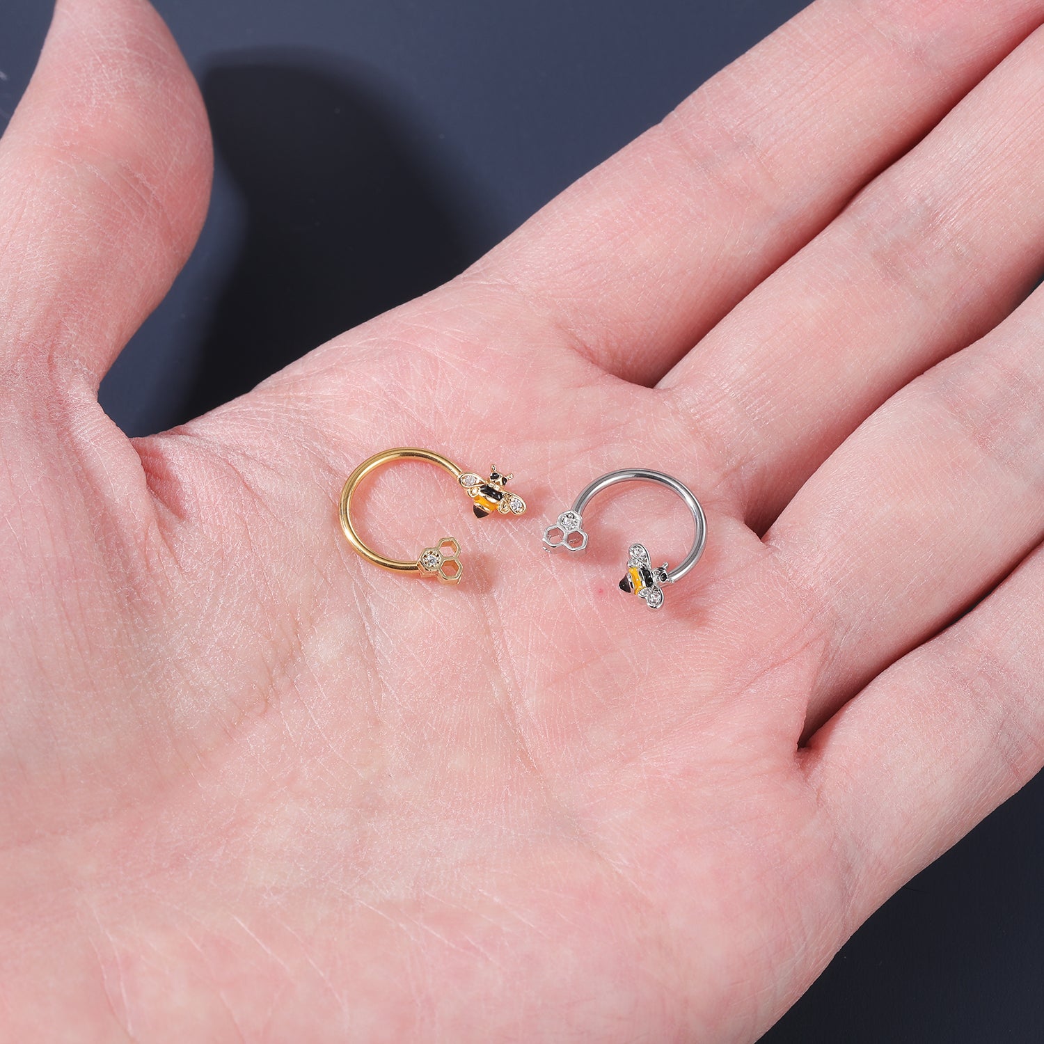 16g-bee-septum-clicker-nose-ring-gold-sliver-cartilage-helix-piercing