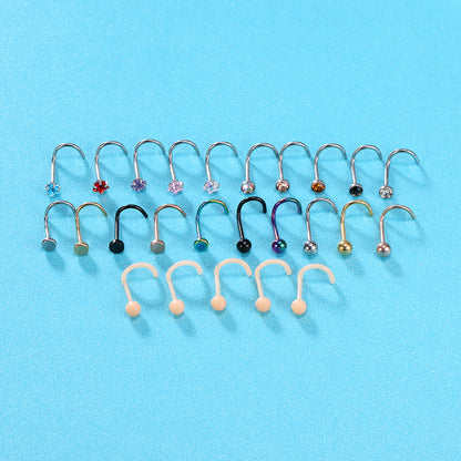 25-Pcs-Set-Mixed-Color-Nose-Rings-Stainless-Steel-Bioflex-Nose-Screw-Piercing-Economic-Set