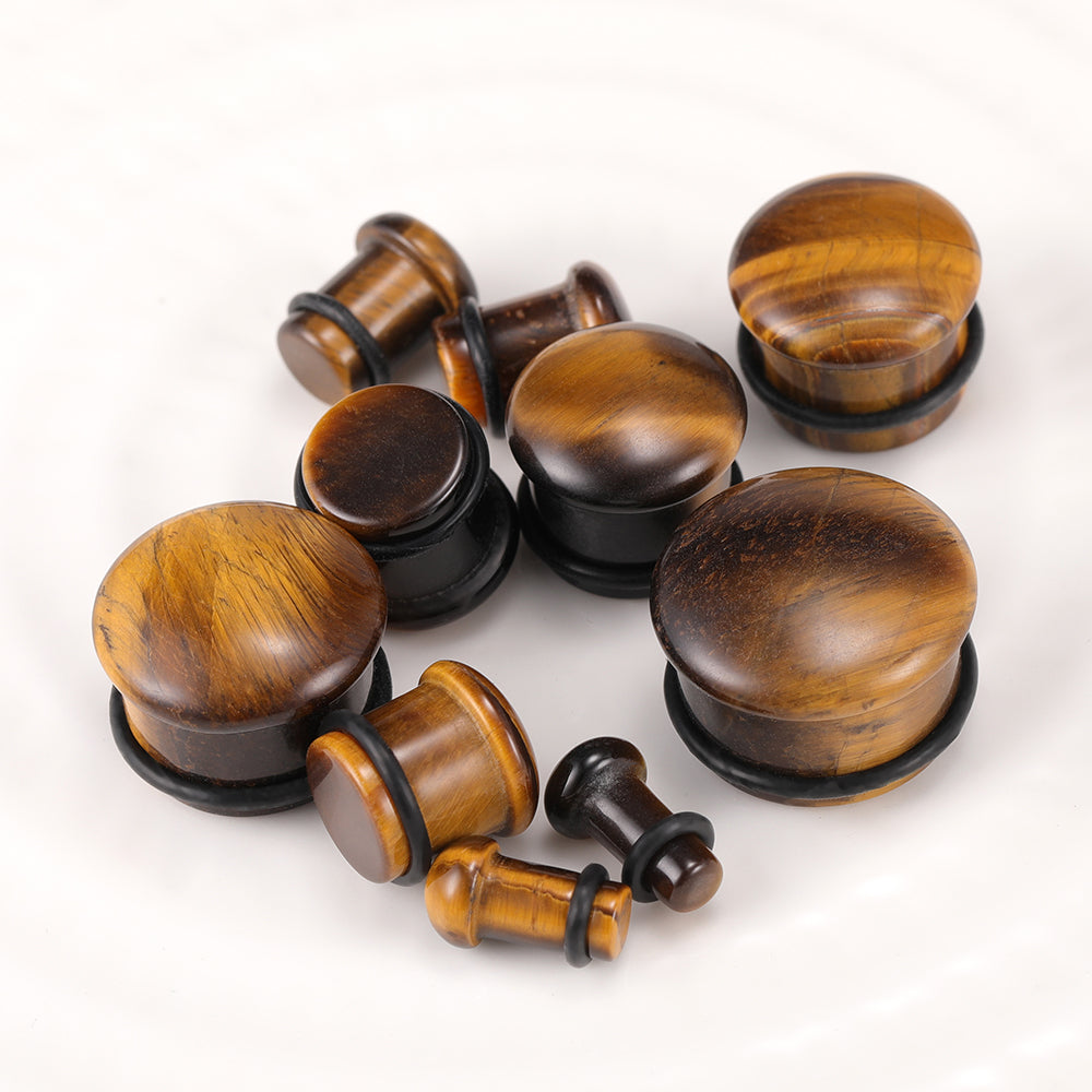 Ear-Gauges-Tiger's-Eye-Stone-Single-Flare-Ear-Stretchers-for-Women-Men