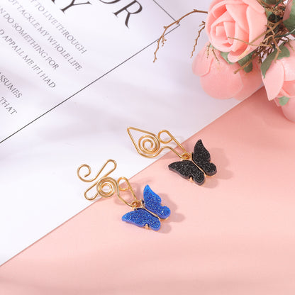 16g-gold-stainless-steel-u-shaped-nose-clip-drop-butterfly-black-blue-fake-nose-ring