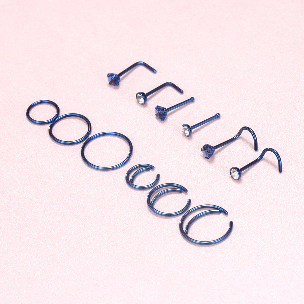 12-Pcs-Set-20g-Blue-Nose-Stud-Ring-Piercing-Nose-Bone-L-Shaped-Nose-Screws-Economic-Set