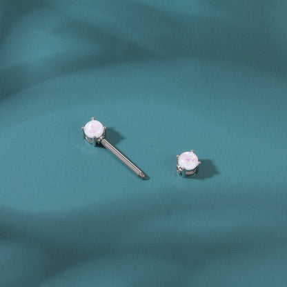 2pcs 14G White Opal Nipple Barbell Ring Claw Nipple Piercing