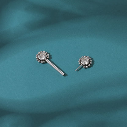 2pcs 14G Plug-in Nipple Ring Crystal Ball Nipple Piercings