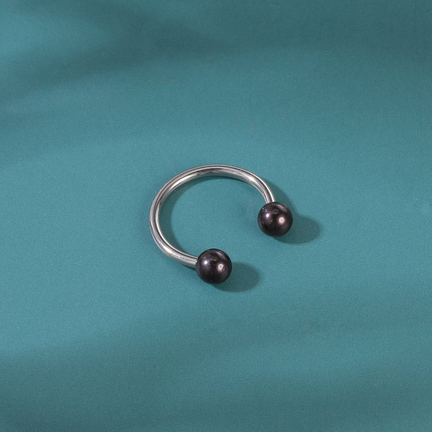 2pcs 14G Pearl Nipple Barbell Ring Horse Shoe Nipple Piercing