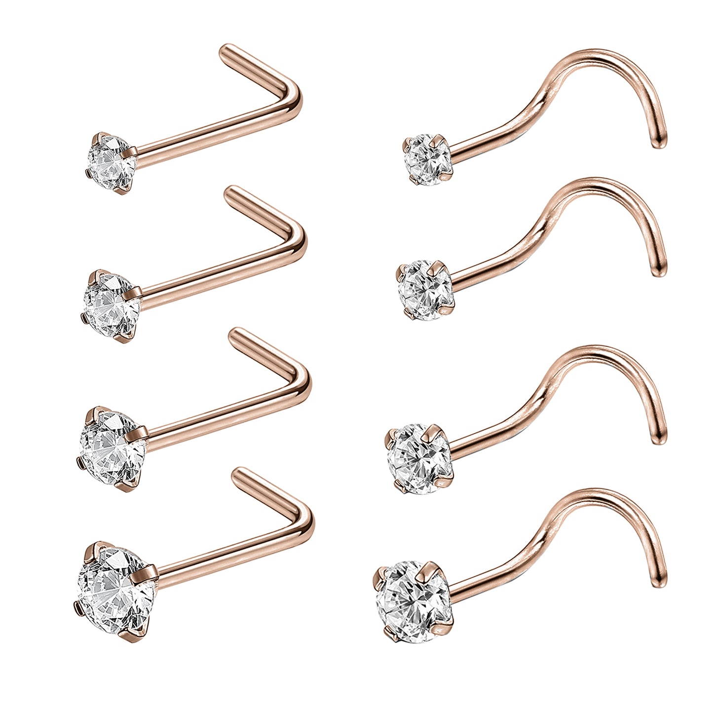 8pcs-set-cz-nose-piercing-l-shaped-screws-rose-gold-nose-rings-economic-set