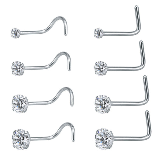 8Pcs-Set-CZ-Nose-Piercing-L-Shaped-Screws-Nose-Rings-Economic-Set