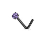 20G Violet Crystal Nose Rings L Shape Nose Ring Black Nose Corkscrew Piercing