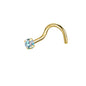 20g AB Crystal Nose Studs Piercing Gold Plated L Shape Corkscrew Nose Ring