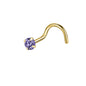 20g Violet Blue Zircon Nose Studs Piericng Gold Plated L Shape Corkscrew Nose Rings