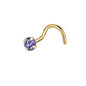 20g Violet Blue Zircon Nose Studs Piericng Gold Plated L Shape Corkscrew Nose Rings