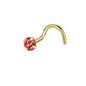 20g Red Zircon Nose Studs Piericng Gold Plated L Shape Corkscrew Nose Rings