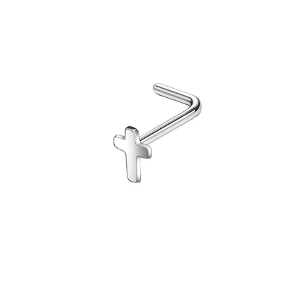 20G Cross Nose Studs Piercing Nose Bone Shape L Shape Crokscrew Nose Rings Stainless Steel Nostril Piercing