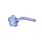 20G Violet Blue Flower Nose Studs Piercing Nose Bone Shape L Shape Crokscrew Nose Rings Stainless Steel Nostril Piercing