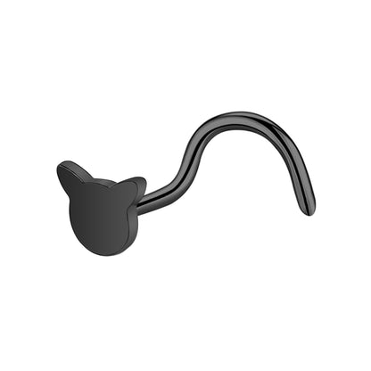 20G Black Cat Nose Studs Piercing Nose Bone Shape L Shape Crokscrew Nose Rings Stainless Steel Nostril Piercing