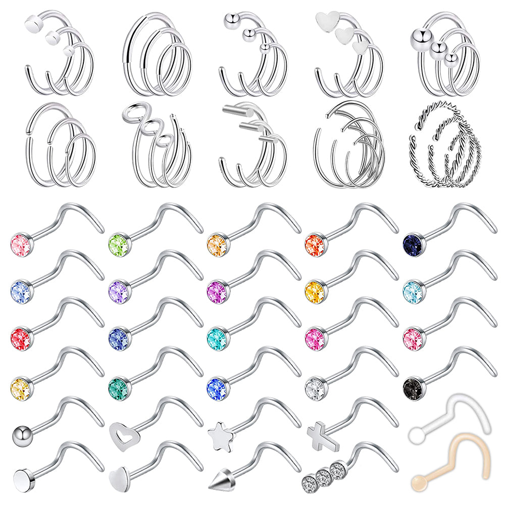 60-Pcs-Set-Stainless-Steel-Nose-Rings-Crystal-Acrylic-Nose-Screws-Economic-Set