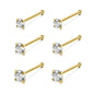 6Pcs/Set Gold Nose Stud Rings Crystal Nose Piercing-Economic Set