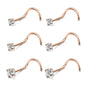 6Pcs/Set Rose Gold Nose Studs Crystal Nose Piercing-Economic Set