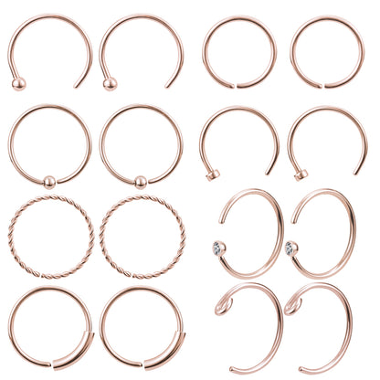 16pcs-lot-20g-rose-gold-nose-septum-rings-stainless-steel-helix-cartilage-piercing-econonmic-set