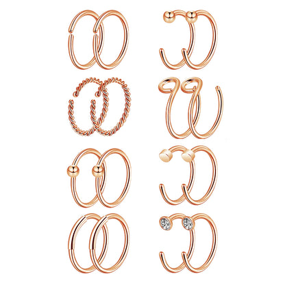 16pcs-lot-20g-rose-gold-nose-septum-rings-stainless-steel-helix-cartilage-piercing-econonmic-set