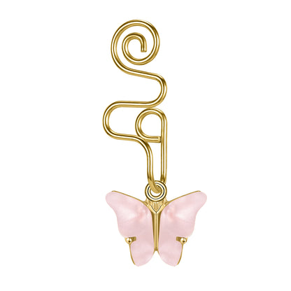 16g-gold-stainless-steel-u-shaped-nose-clip-drop-butterfly-pink-white-fake-nose-ring