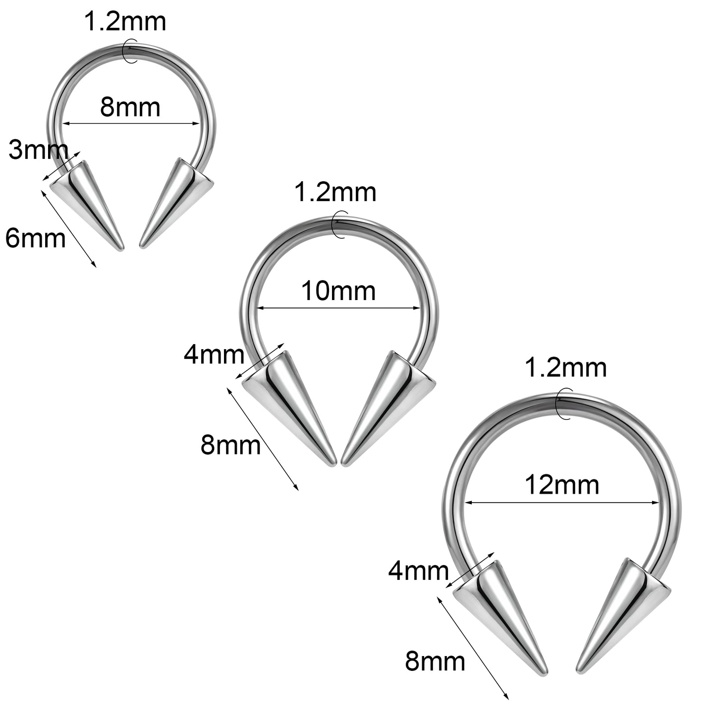 16g-spike-nose-septum-ring-horseshoe-helix-cartilage-piercing