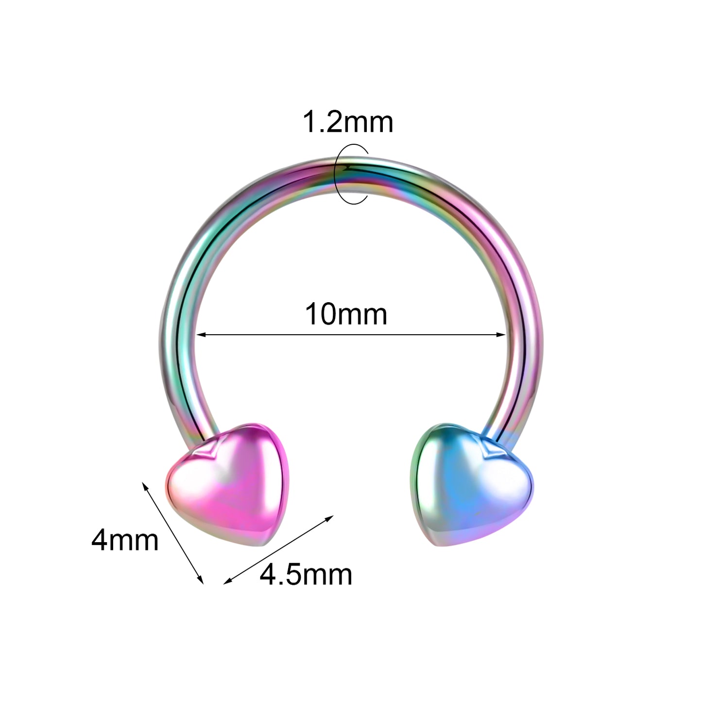 16G Peach Heart BCR NoseRings Horseshoe Nose Septum Piercing Stainless Steel Lip Piercing