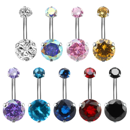 9 Pcs Belly Button Rings Mix Colors CZ Zirconia Navel Piercing 16g - Economic Set