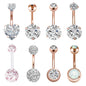 7 Pcs Rose Gold Belly Button Rings Crystal Zirconia Opal Navel Piercing - Economic Set