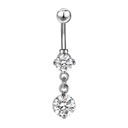 Classic Round Zirconia Dangle Belly Piercing Navel Ring Body Jewelry