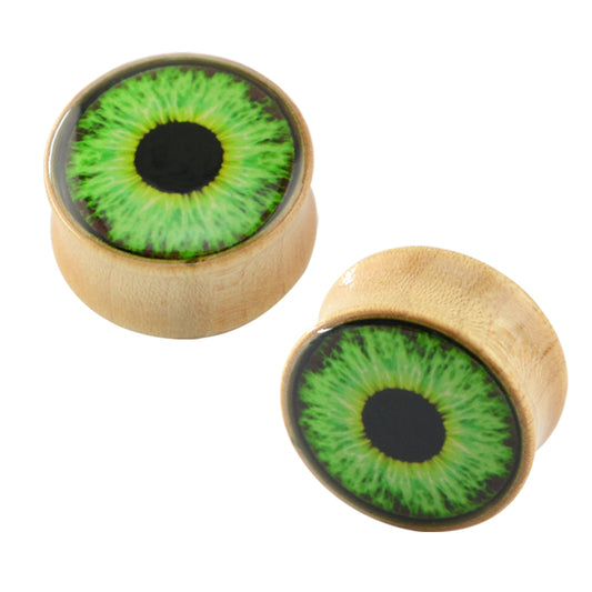 8-22mm Green Eye Wooden Ear Plug Gauges