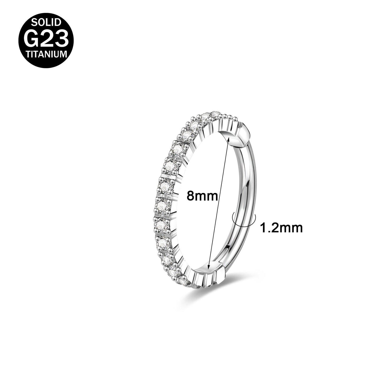 16G G23 Titanium Nose Rings White Zirconal Lip Piercing Cartilage Tragus Conch Helix Earrings