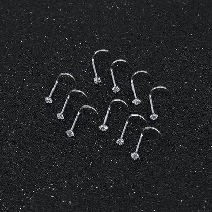 10Pcs-Set-20g-Nose-Studs-Piercing-Surgical-Steel-Screws-Nose-Rings-Economic-Set