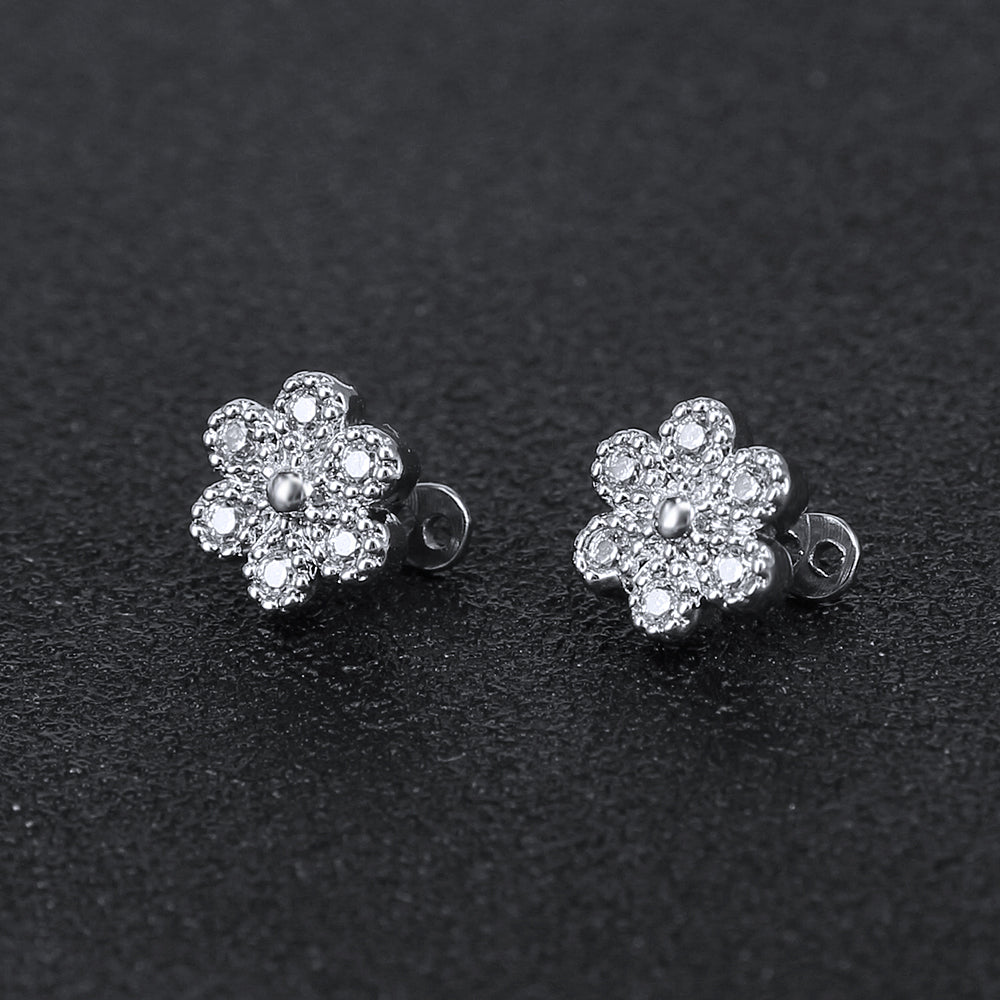 14g Flower Cubic Zirconia Dermal Anchor Tops & Surgical Steel Base Microdermals